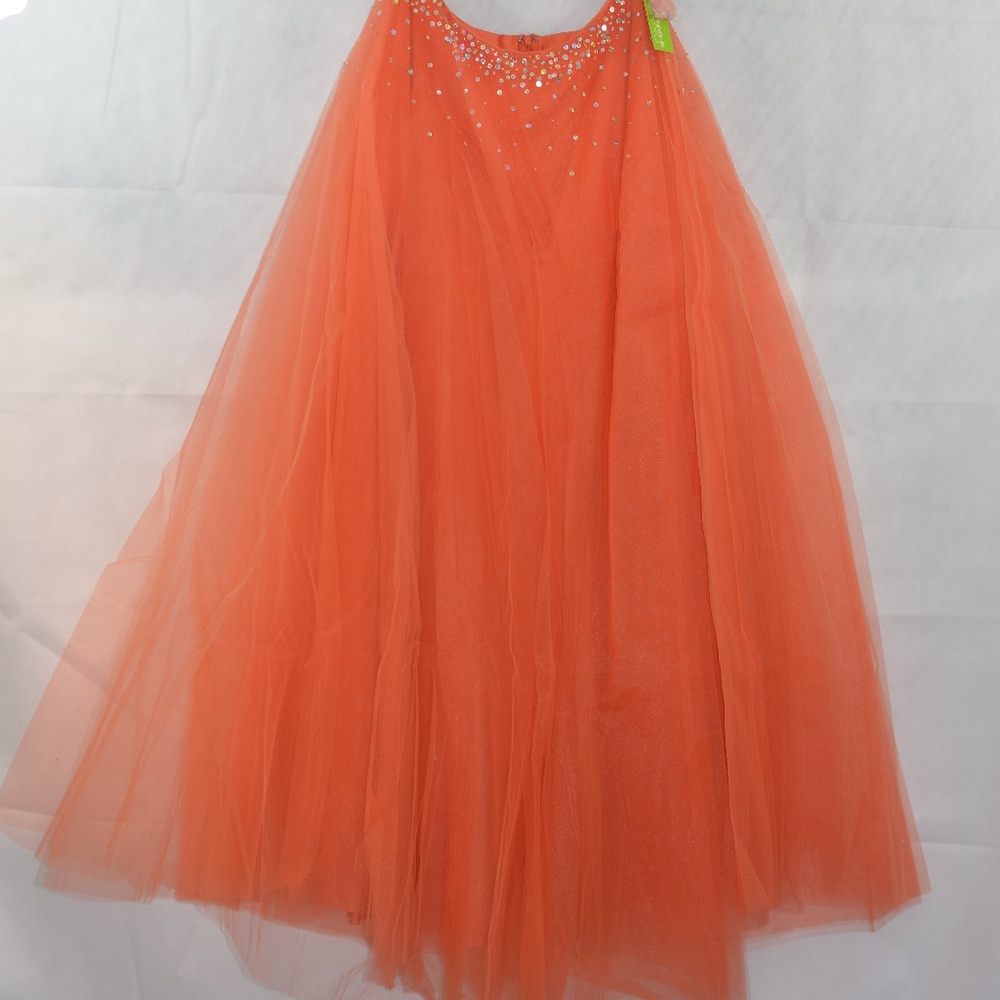 NariAnn Orange Satin/Beads/Sequins Top/Tulle Skirt Prom NWT SZ XL